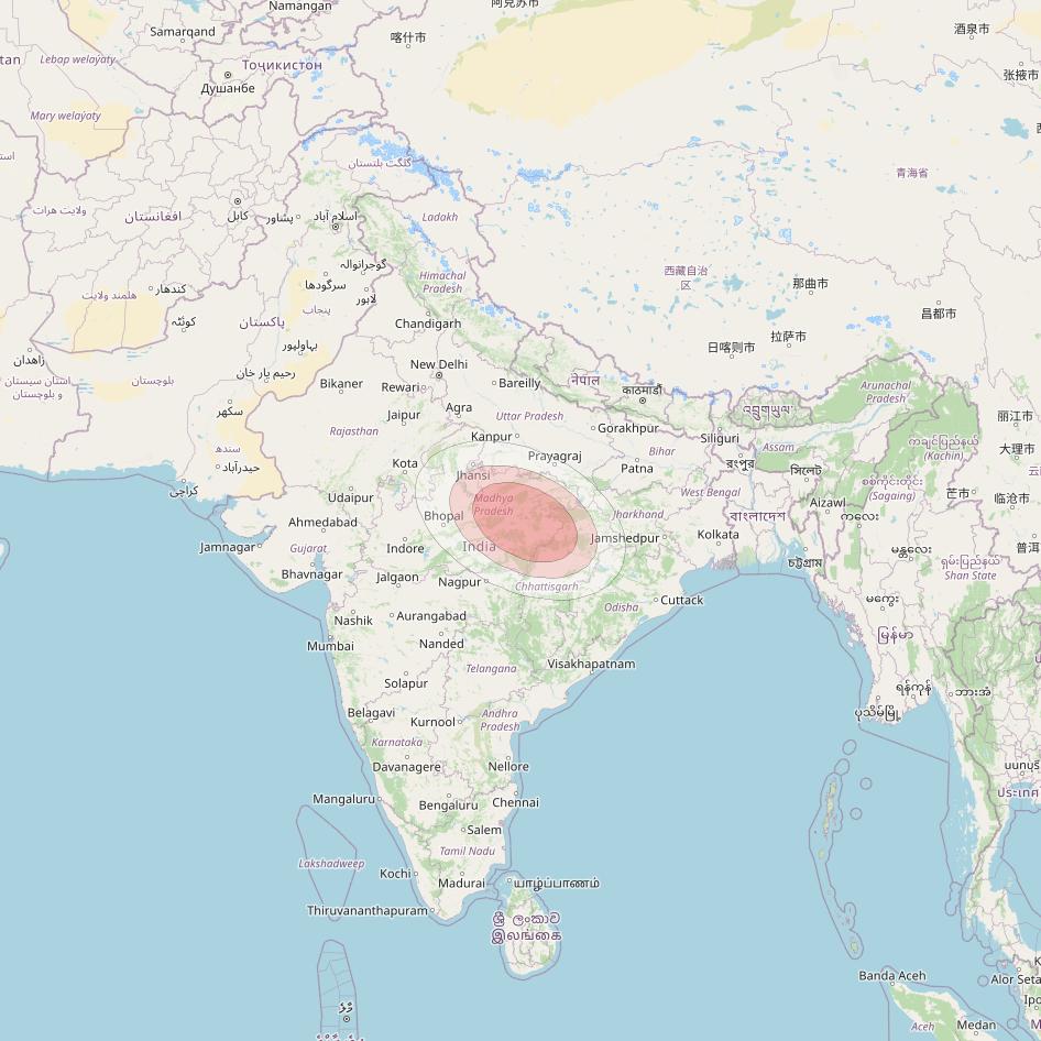 Thaicom 4 at 119° E downlink Ku-band Spot 107 beam coverage map