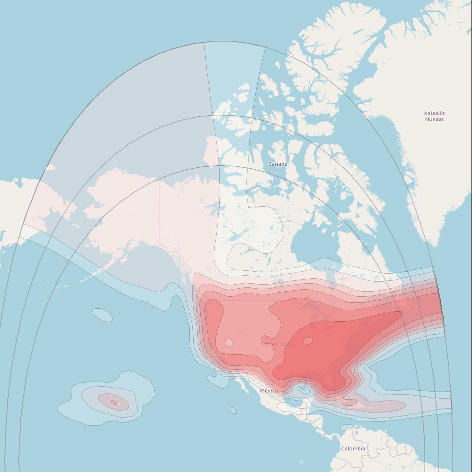 Echostar 15 at 119&deg; W downlink Ku-band WTXL beam coverage map