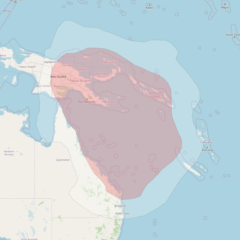 JCSat 4B at 124&deg; E downlink Ku-band Steerable beam (subject to change) coverage map