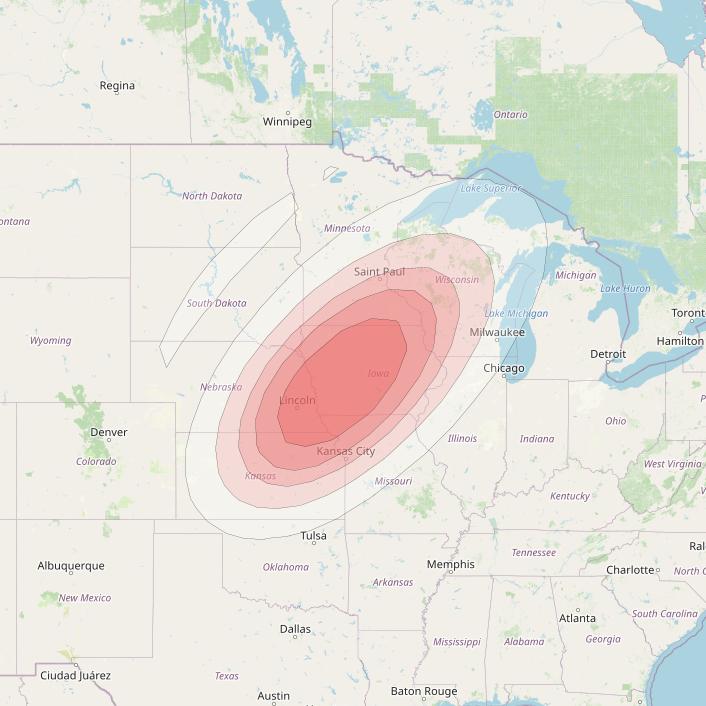 Ciel 2 at 129° W downlink Ku-band  SEIowaSB21 Spot Beam coverage map