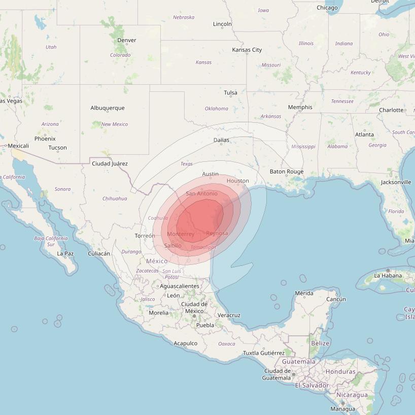 Ciel 2 at 129° W downlink Ku-band  SouthernTexasSB52 Spot Beam coverage map