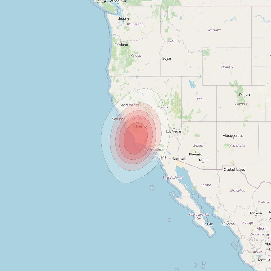 Ciel 2 at 129° W downlink Ku-band  WCentralCaliforniaSB32 Spot Beam coverage map