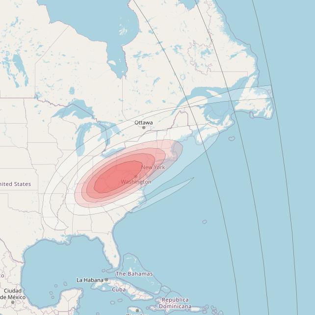 Ciel 2 at 129° W downlink Ku-band  WestVirginiaSB31 Spot Beam coverage map