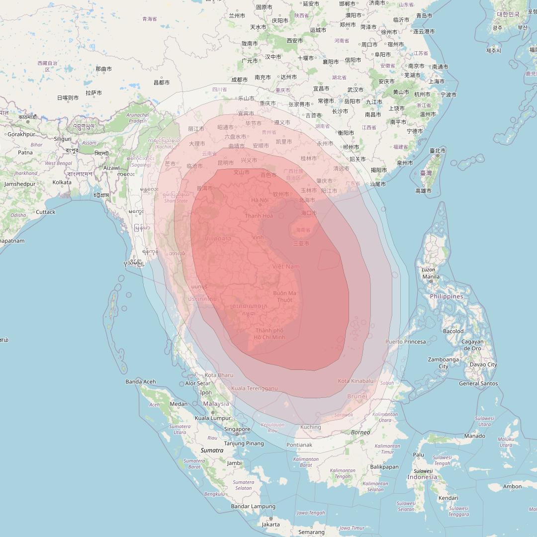 Vinasat 2 at 132° E downlink Ku-band VNS2 beam coverage map