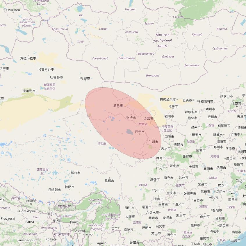 APSTAR 6D at 134° E downlink Ku-band S14 User Spot beam coverage map