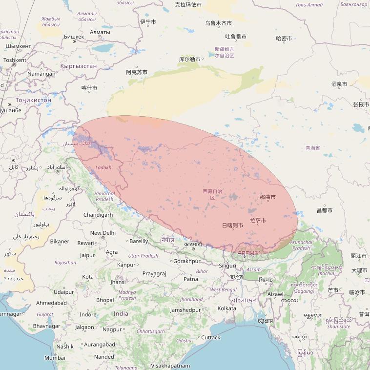 APSTAR 6D at 134° E downlink Ku-band S17 User Spot beam coverage map