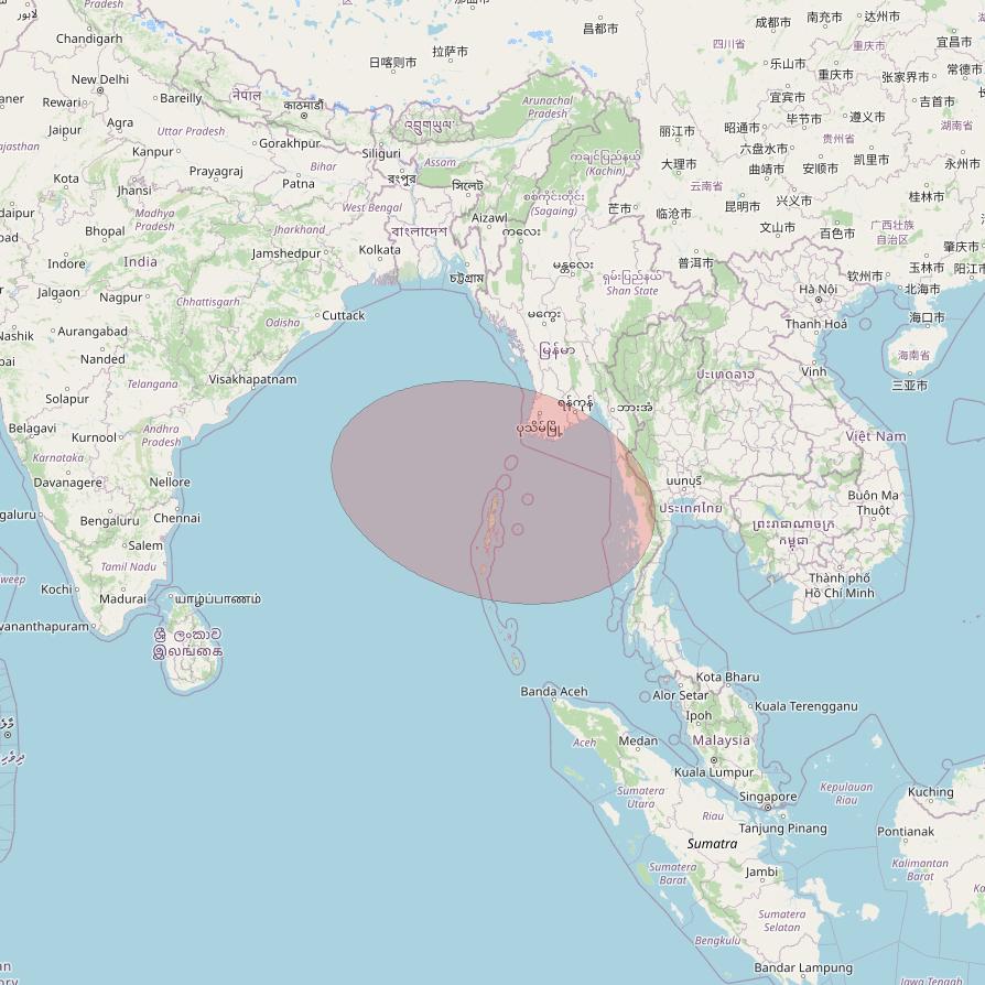 APSTAR 6D at 134° E downlink Ku-band S42 User Spot beam coverage map