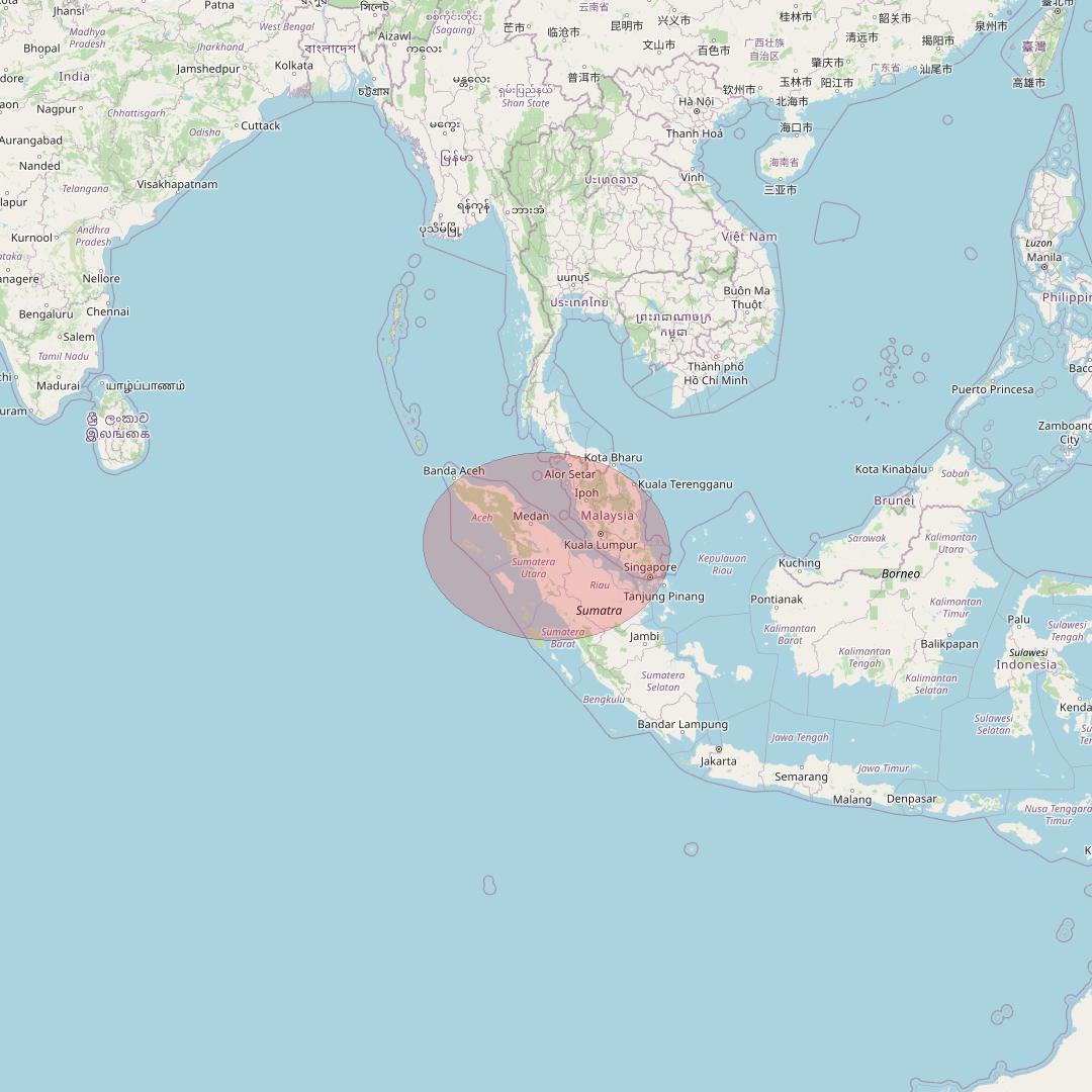 APSTAR 6D at 134° E downlink Ku-band S51 User Spot beam coverage map