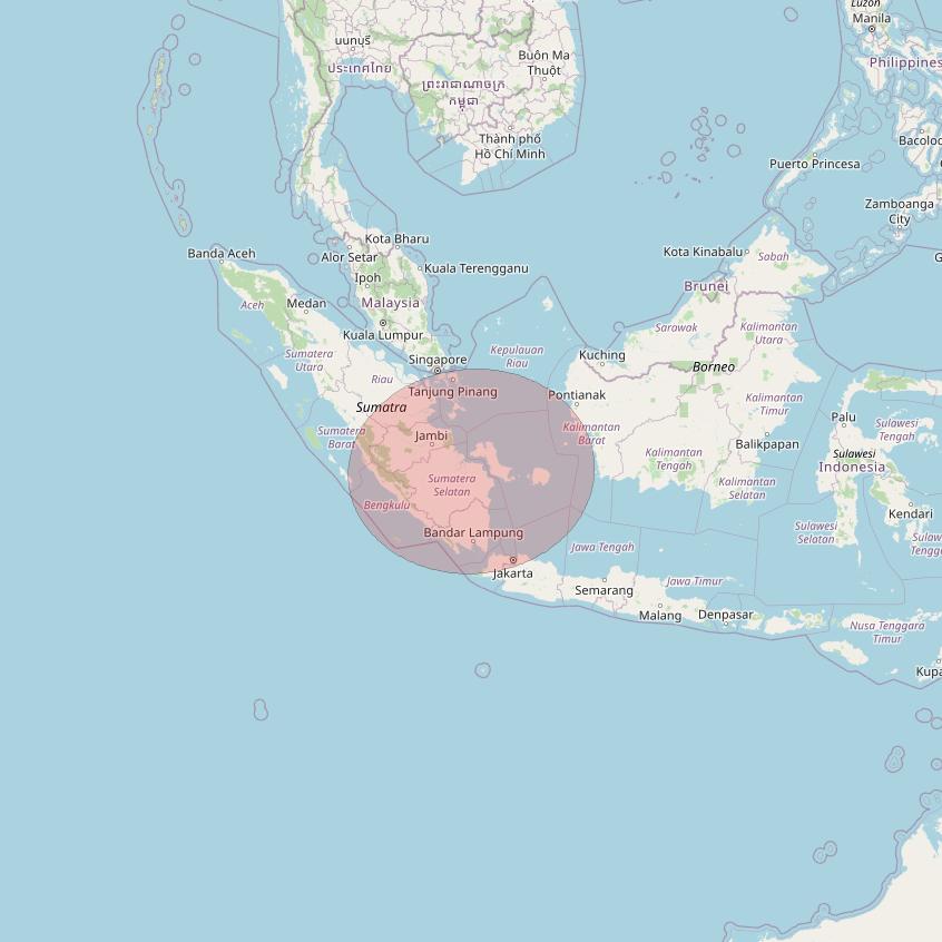 APSTAR 6D at 134° E downlink Ku-band S52 User Spot beam coverage map