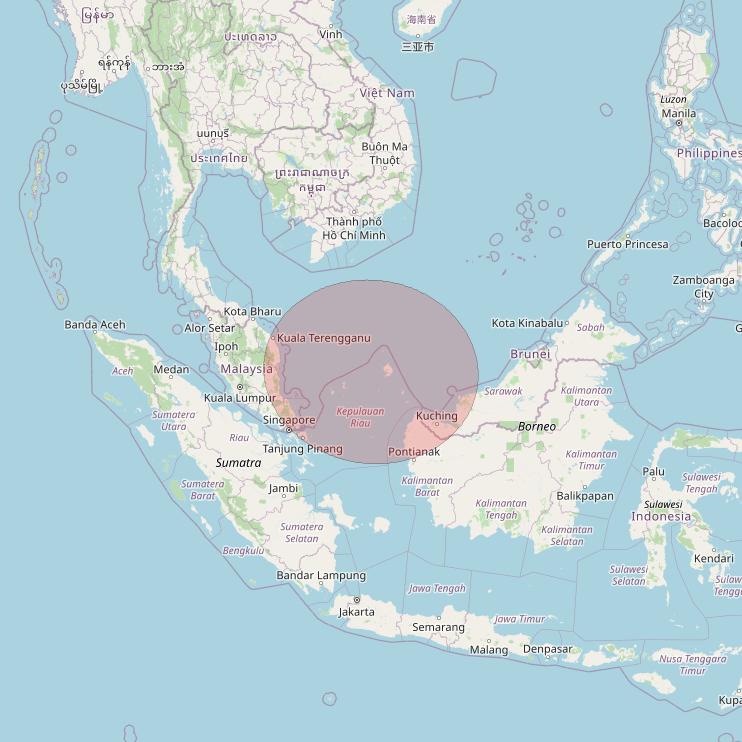 APSTAR 6D at 134° E downlink Ku-band S54 User Spot beam coverage map