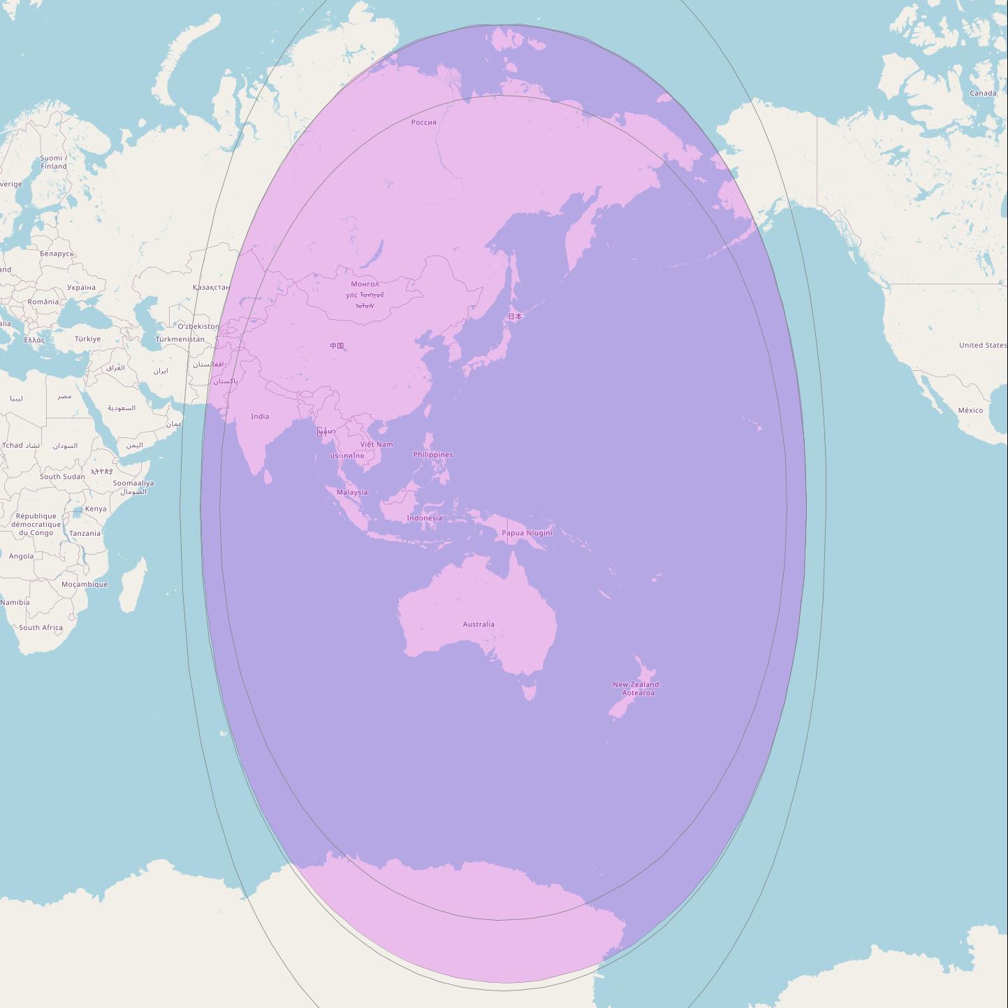 Express AM5 at 140&deg; E downlink C-band Global beam coverage map