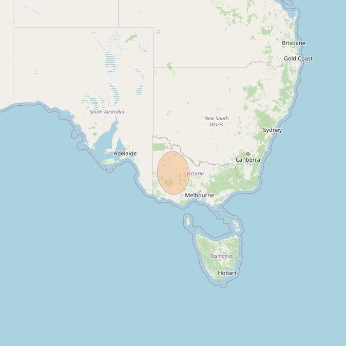 NBN-Co 1A at 140° E downlink Ka-band 46 (Ararat) narrow spot beam coverage map