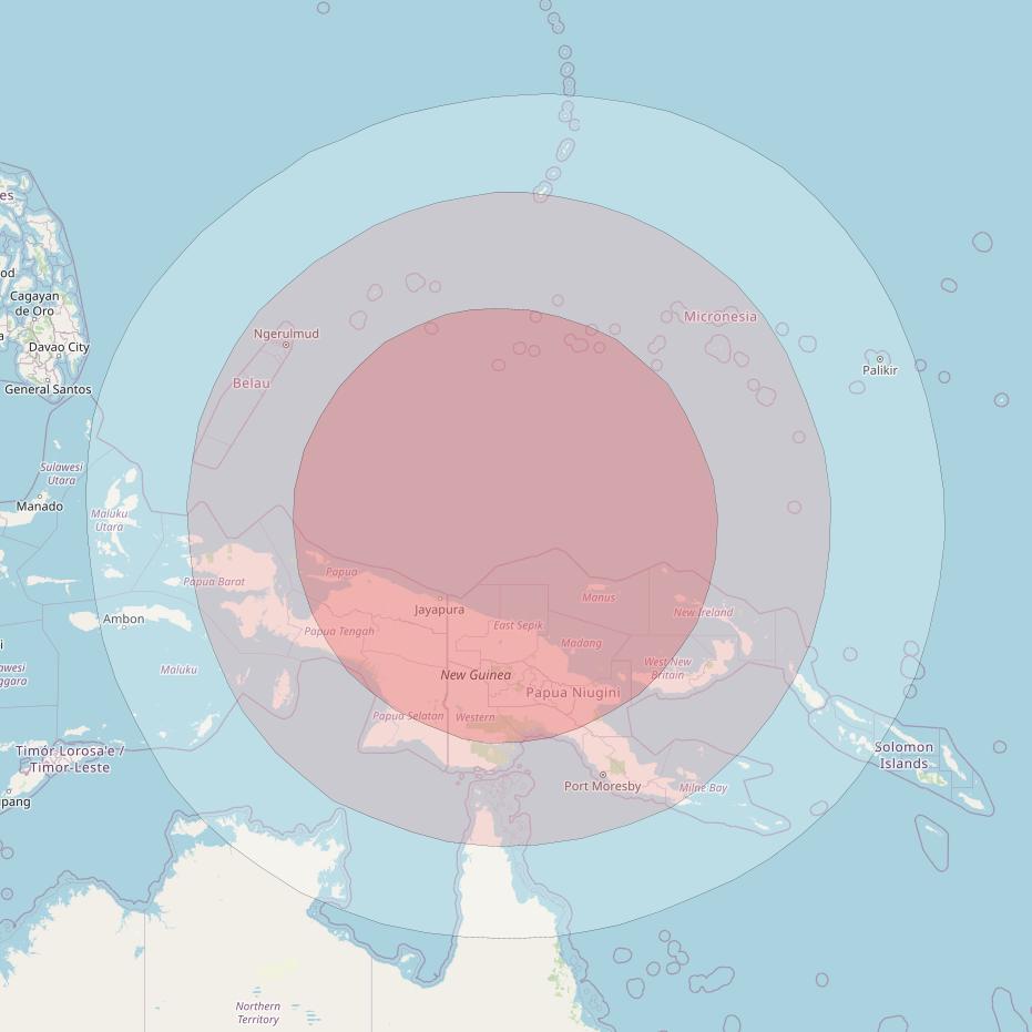 Superbird C2 at 144&deg; E downlink Ku-band Steerable beam coverage map
