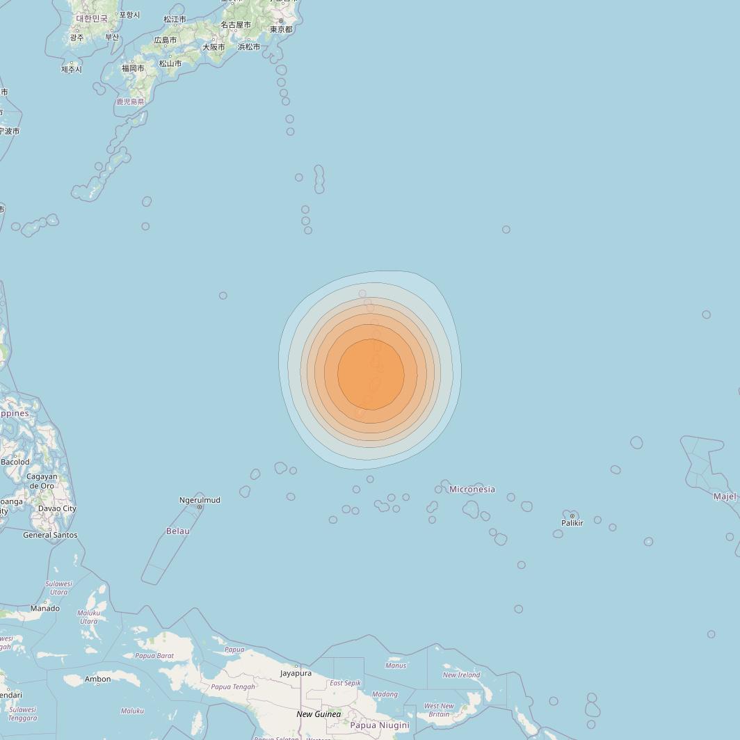 JCSat 1C at 150° E downlink Ka-band S27 (Marshall1 / CNMI/LHCP/B) User Spot beam coverage map