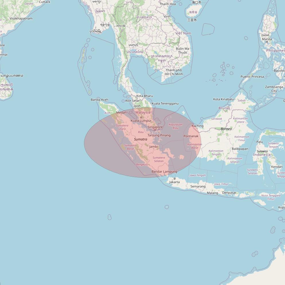 JCSat 1C at 150° E downlink Ku-band User Spot02 beam coverage map