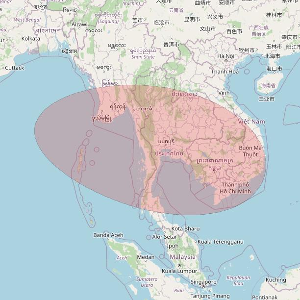 JCSat 1C at 150° E downlink Ku-band User Spot04 beam coverage map