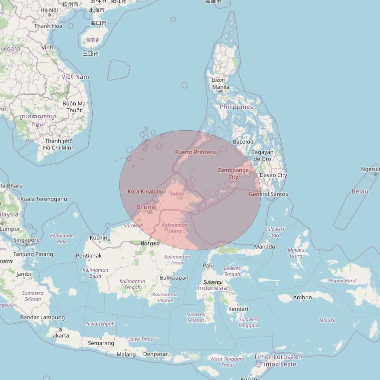 JCSat 1C at 150° E downlink Ku-band User Spot10 beam coverage map