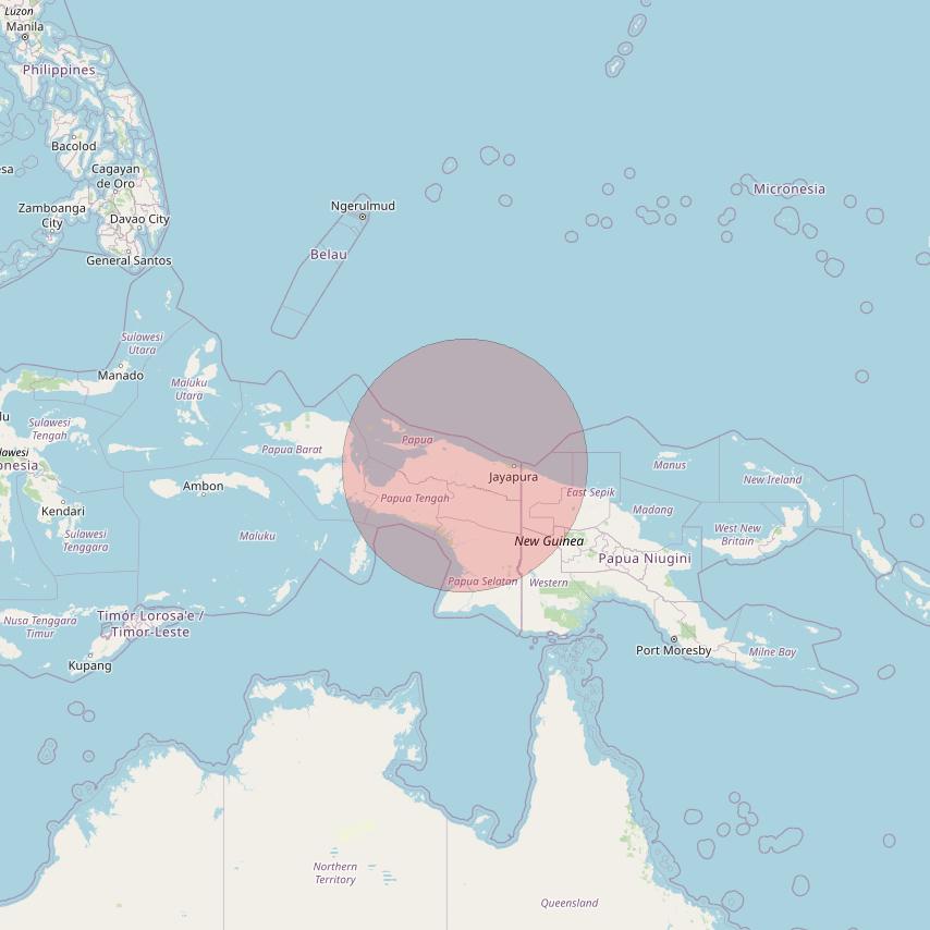 JCSat 1C at 150° E downlink Ku-band User Spot16 beam coverage map