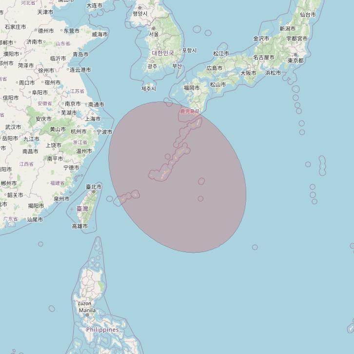 JCSat 1C at 150° E downlink Ku-band User Spot20 beam coverage map