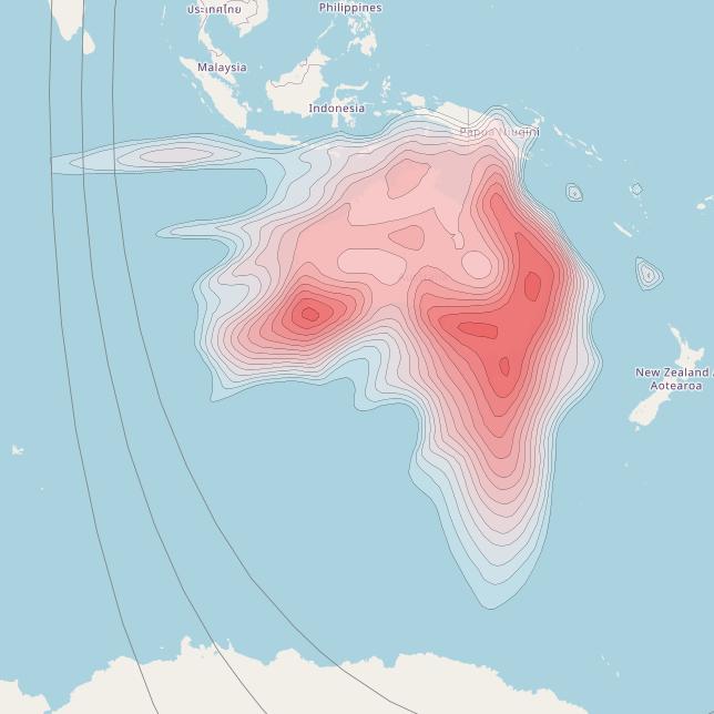 Optus 10 at 156° E downlink Ku-band BNA beam coverage map