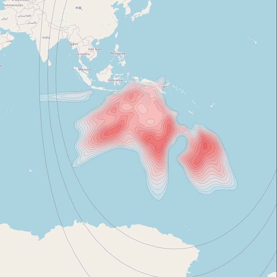 Optus 10 at 156° E downlink Ku-band BNANZ beam coverage map