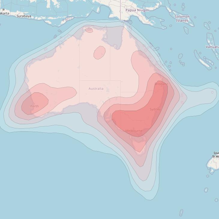 Optus C1 at 156° E downlink Ku-band NB Beam coverage map