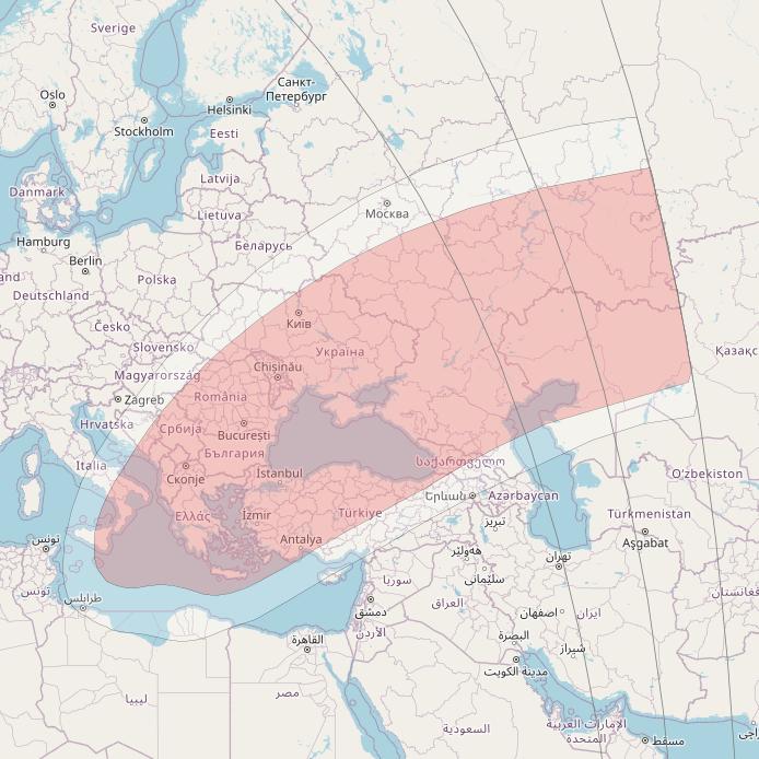 Telstar 12V at 15° W downlink Ku-band Euro Spot 4 beam coverage map