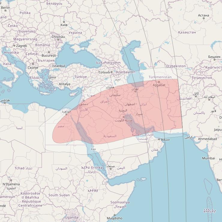 Telstar 12V at 15° W downlink Ku-band Euro Spot 6 beam coverage map