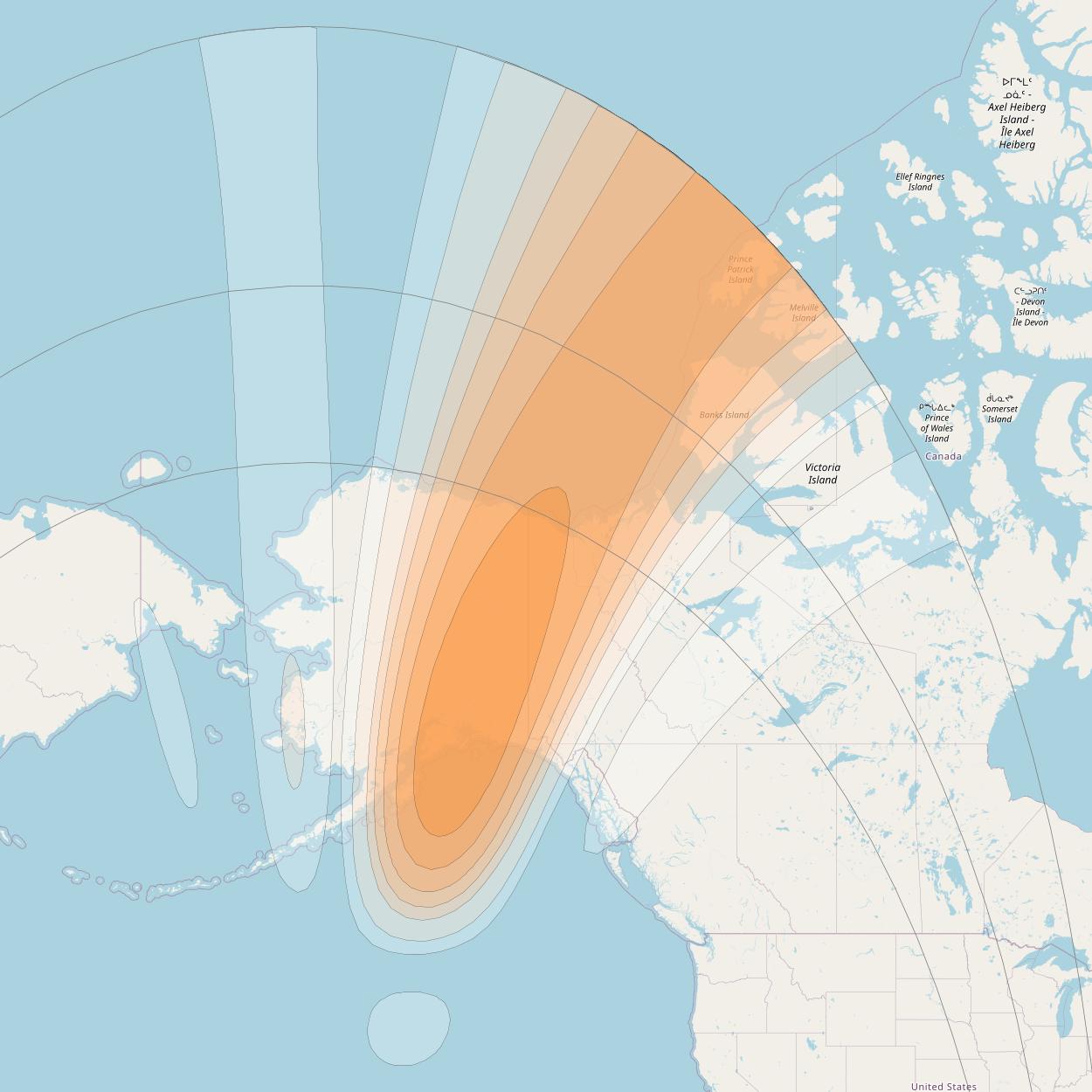 Arcturus at 19&deg; W downlink Ka-band User Spot CFTD beam coverage map