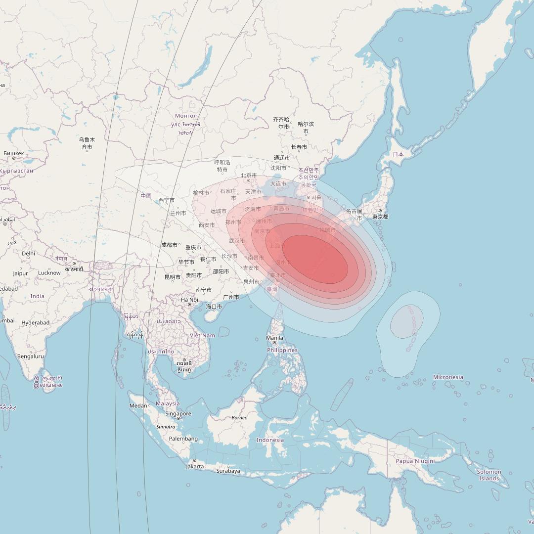 Horizons 3E at 169° E downlink Ku-band T7 Spot beam coverage map