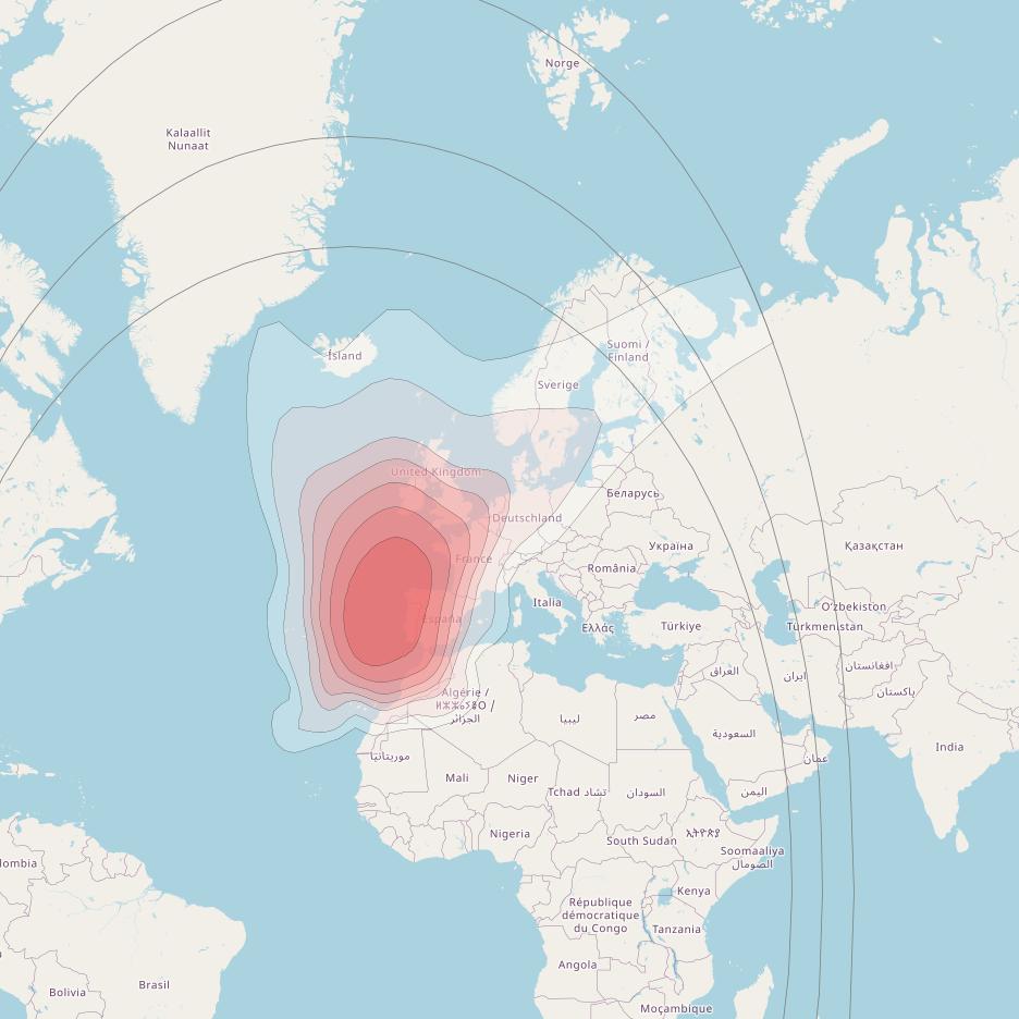 Intelsat 37e at 18° W downlink Ku-band Spot03 User beam coverage map