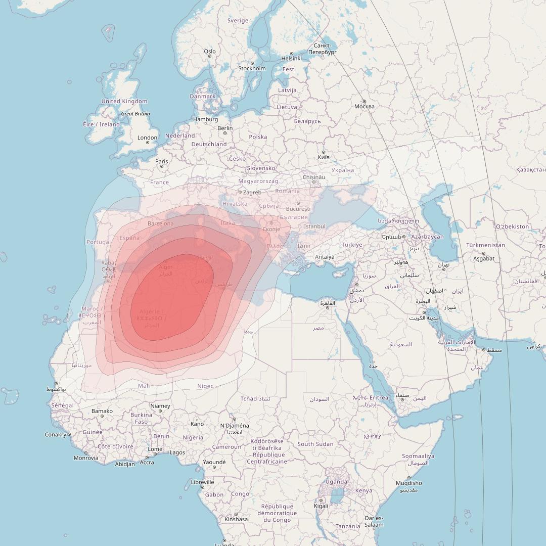 Intelsat 37e at 18° W downlink Ku-band Spot08 User beam coverage map