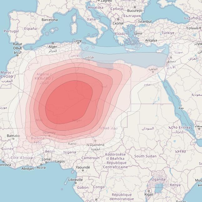 Intelsat 37e at 18° W downlink Ku-band Spot13 User beam coverage map