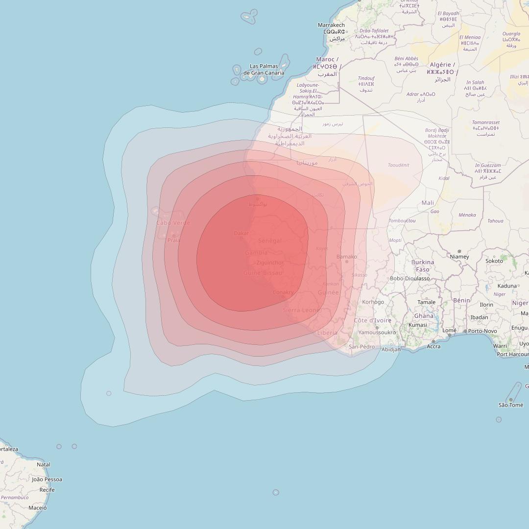 Intelsat 37e at 18° W downlink Ku-band Spot16 User beam coverage map