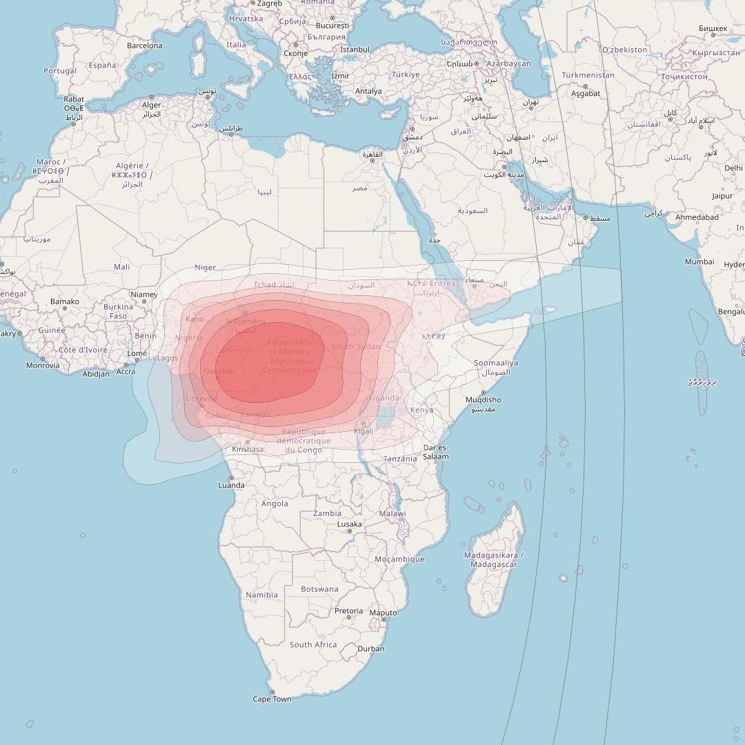 Intelsat 37e at 18° W downlink Ku-band Spot25 User beam coverage map