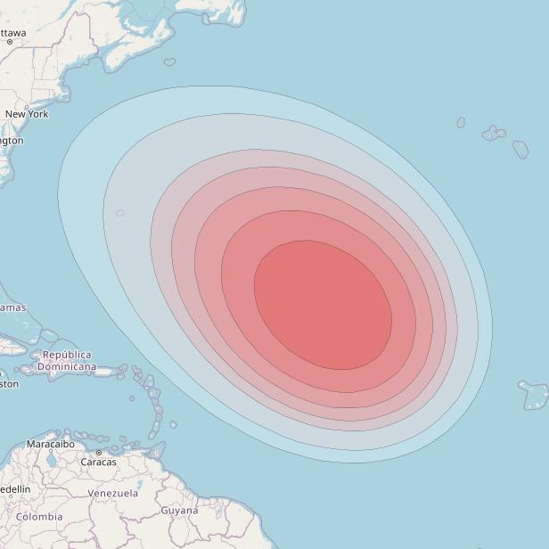 Intelsat 37e at 18° W downlink Ku-band Steerable beam coverage map