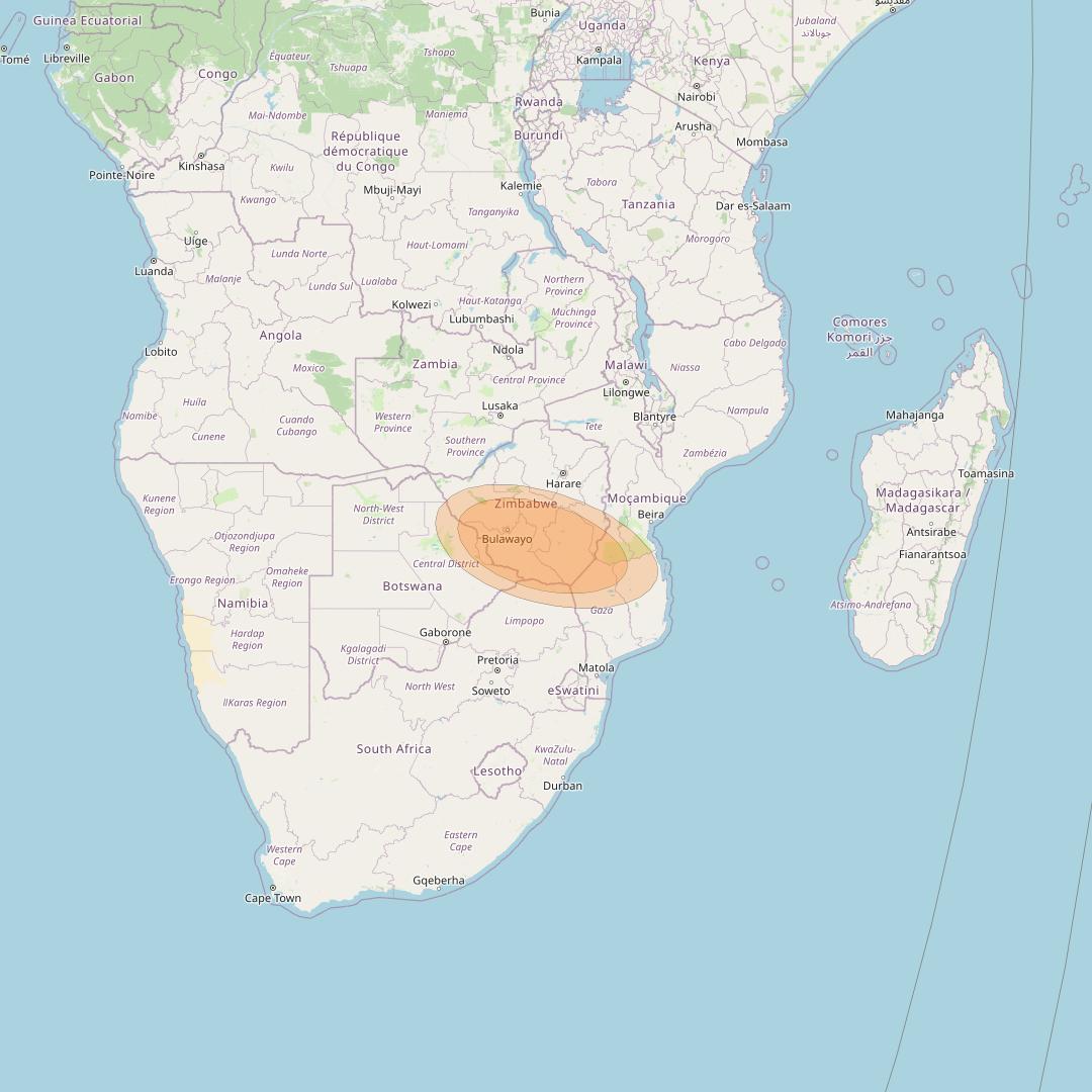 Al Yah 3 at 20° W downlink Ka-band Spot 26 User beam coverage map