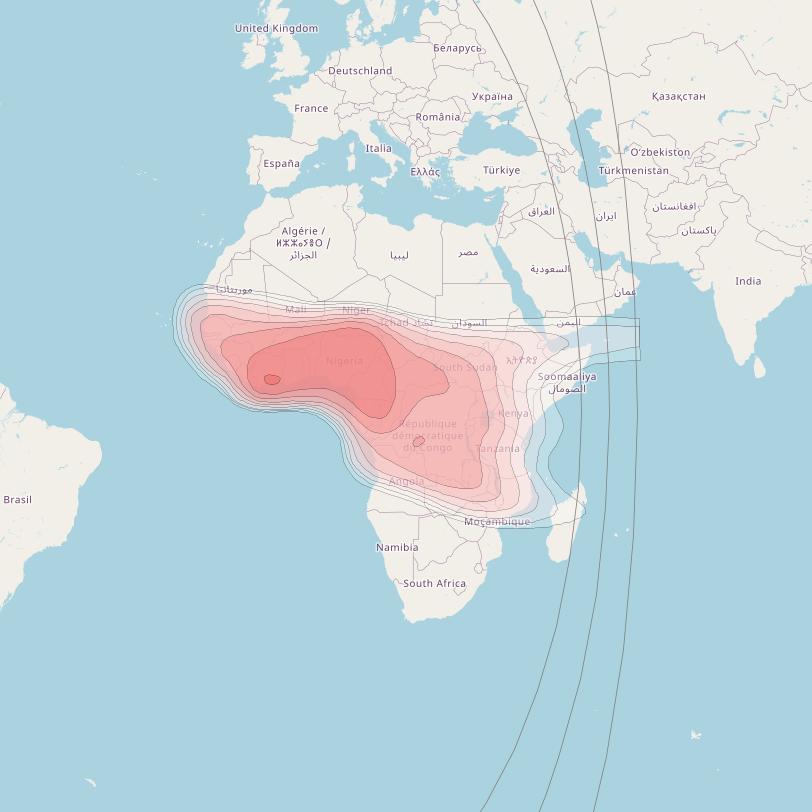 SES 4 at 22° W downlink Ku-band West Africa Beam coverage map