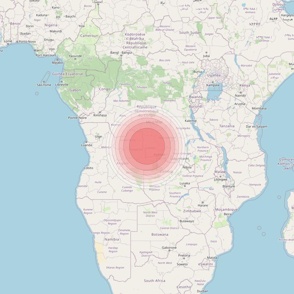 Angosat 2 at 23° E downlink Ku-band S12 User Spot beam coverage map