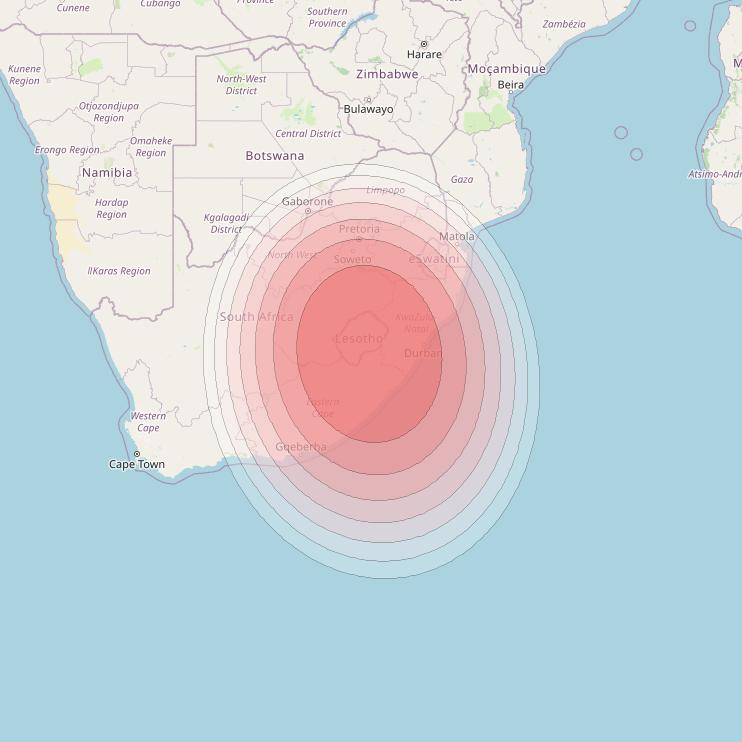 Angosat 2 at 23° E downlink Ku-band S24 Spot beam coverage map