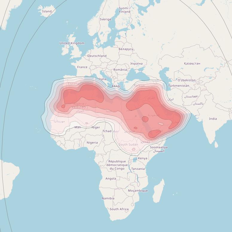 BADR 5 at 26° E downlink Ku-Band MENA BSS Beam coverage map