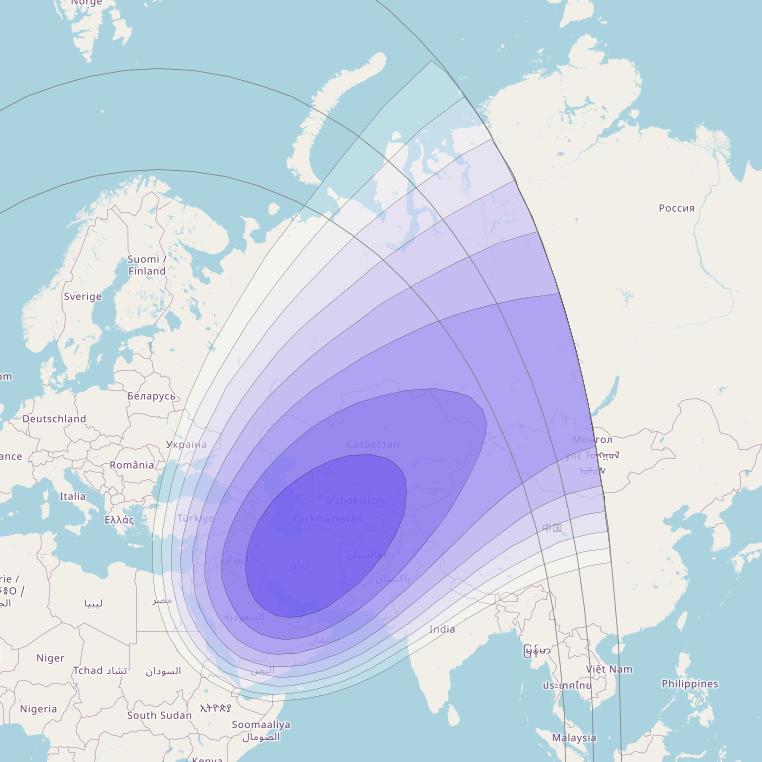 XTAR-EUR at 29° E downlink X-band Middle East beam coverage map