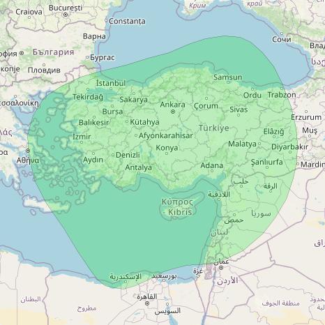 HellasSat 3 at 39&deg; E downlink S-band Spot 7 beam coverage map
