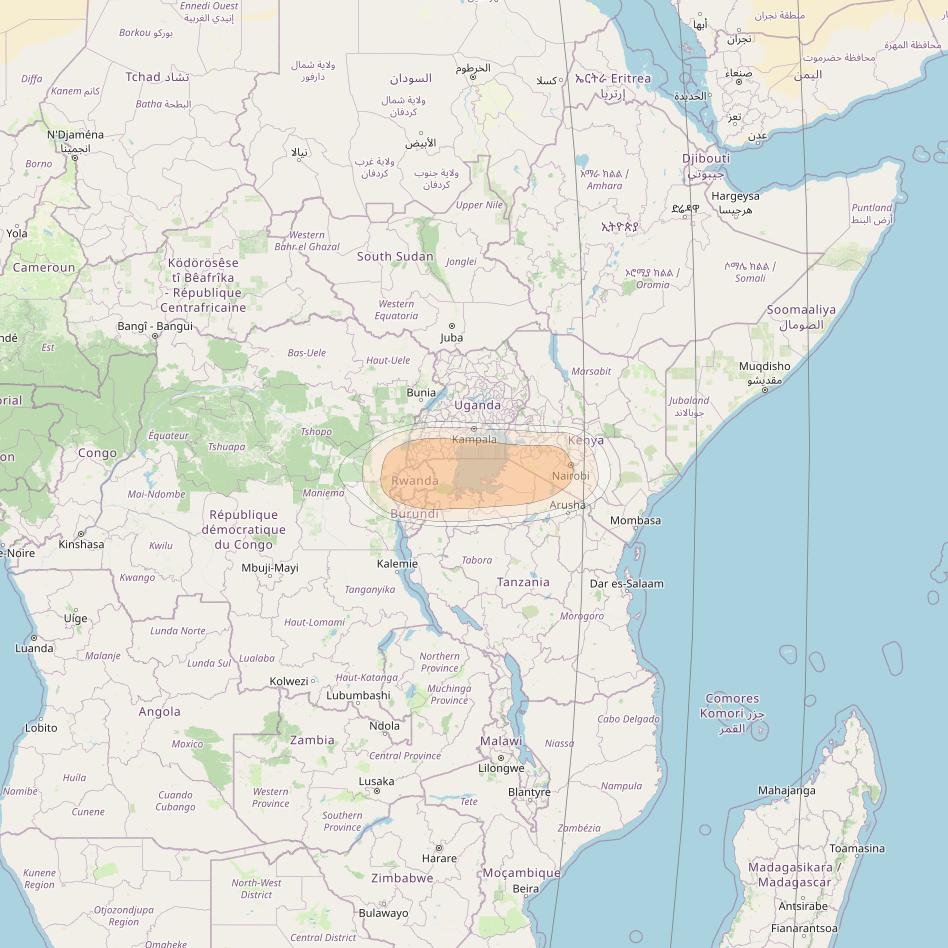 Hylas 4 at 34° W downlink Ka-band S59 User Spot beam coverage map