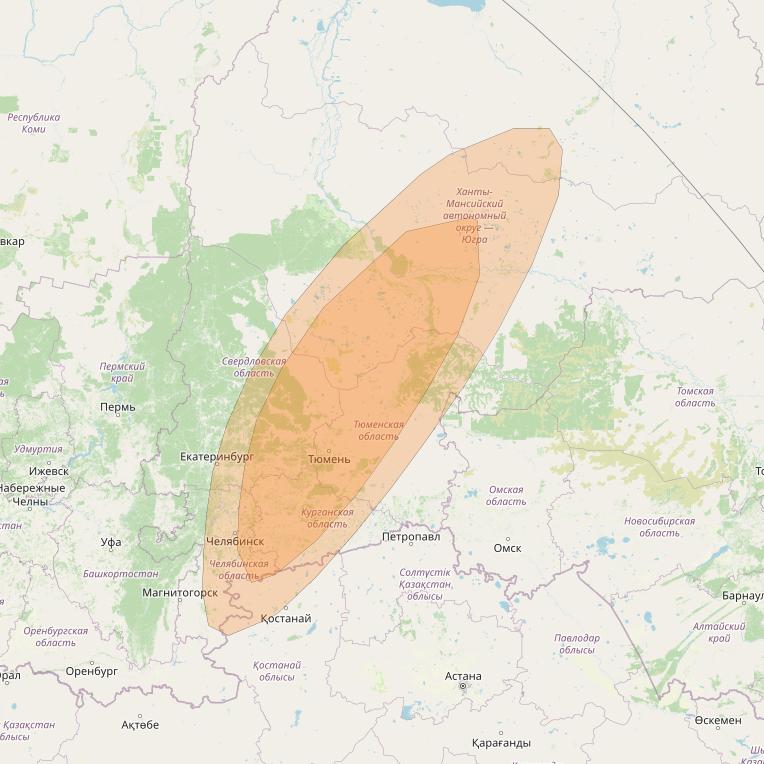 Express AMU1 at 36° E downlink Ka-band Spot 6 beam coverage map