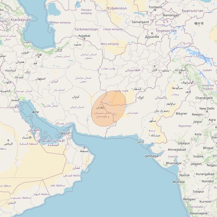 Paksat-MM1 at 38&deg; E downlink Ka-band S06 User Spot beam coverage map