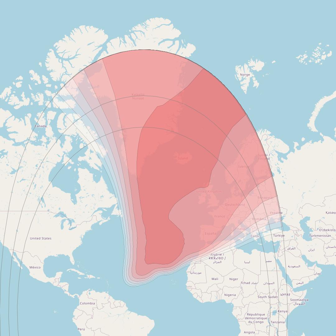 SES 6 at 40° W downlink Ku-band East Atlantic beam coverage map