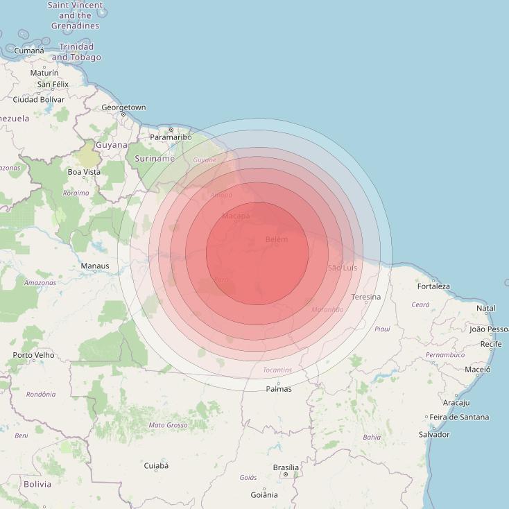 Intelsat 32e at 43° W downlink Ku-band B2VD User Spot beam coverage map