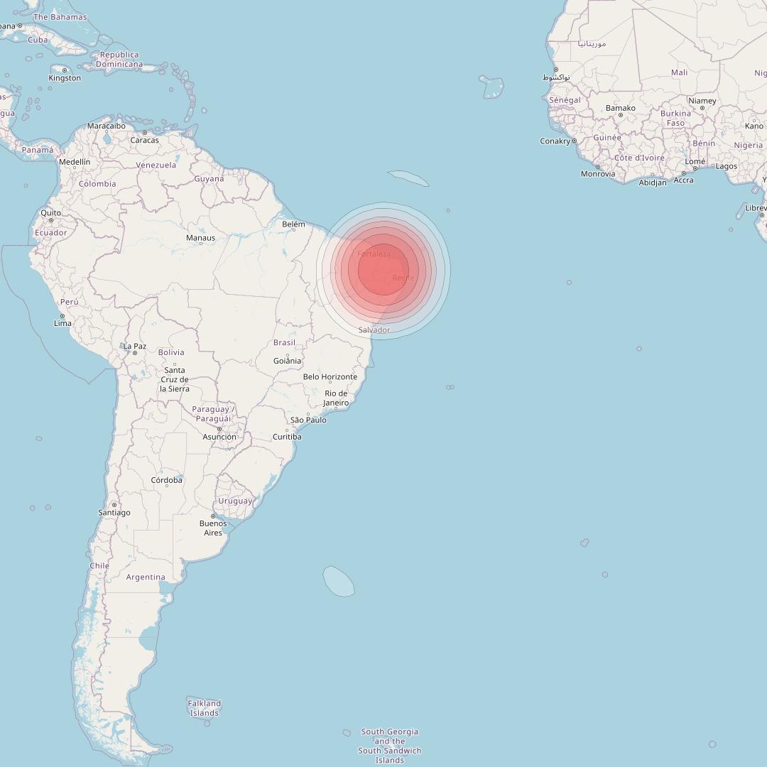 Intelsat 32e at 43° W downlink Ku-band B4HD User Spot beam coverage map