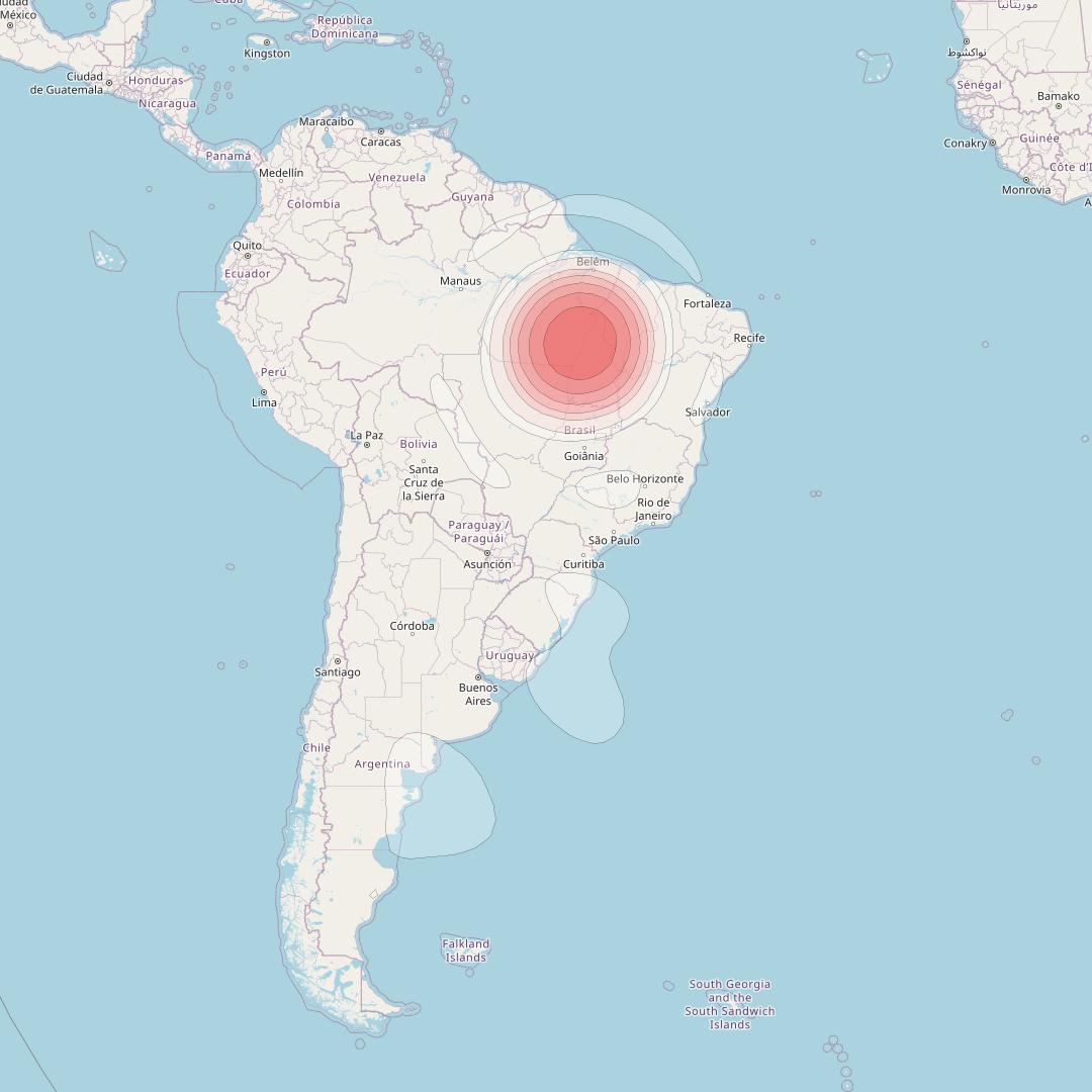 Intelsat 32e at 43° W downlink Ku-band B5HD User Spot beam coverage map